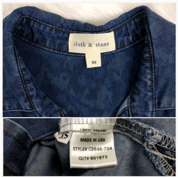 Cloth & Stone for Anthro Printed Chambray Shirt XS - Picture 6 of 7